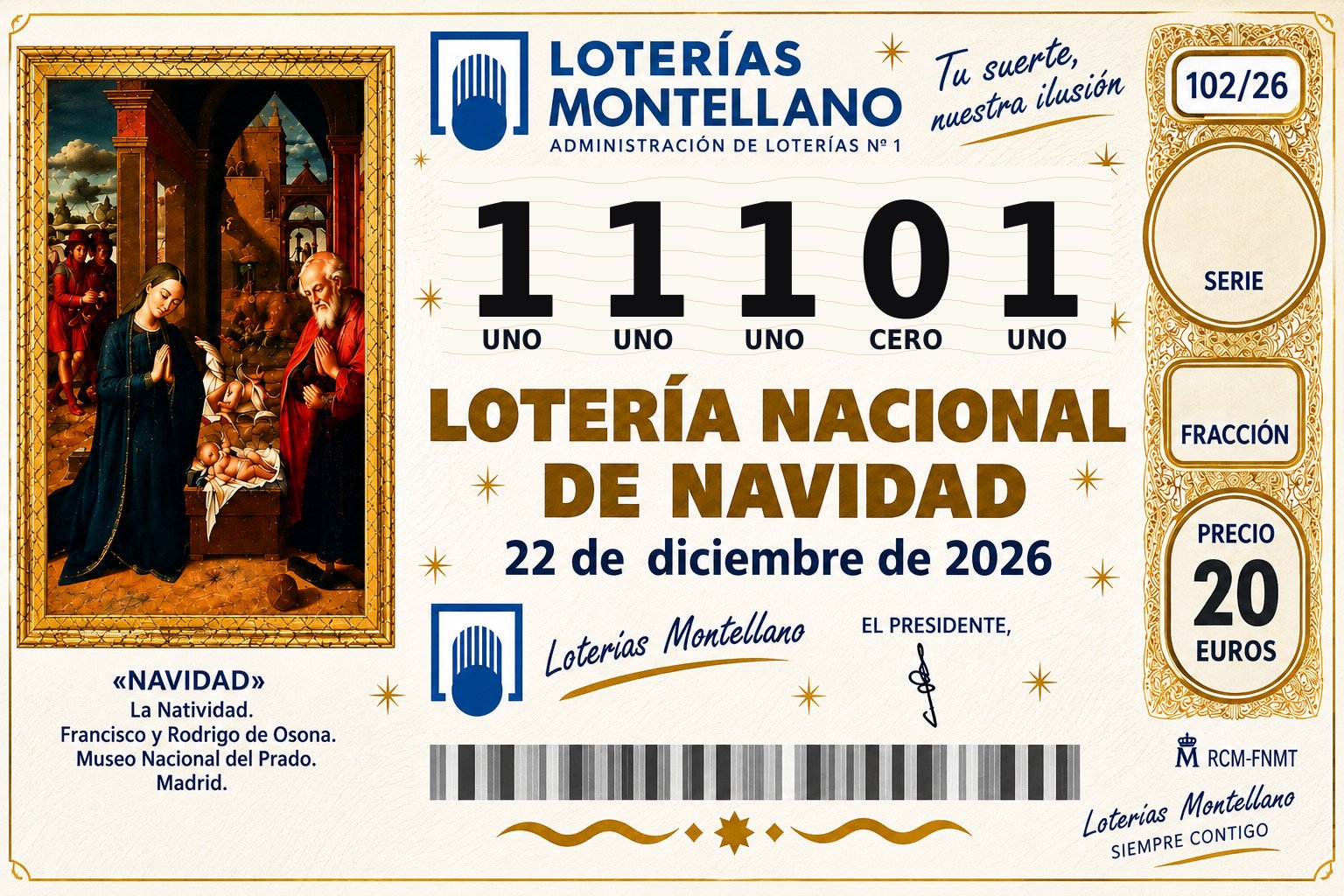 Décimo Lotería de Navidad 2026 – Nº 11101