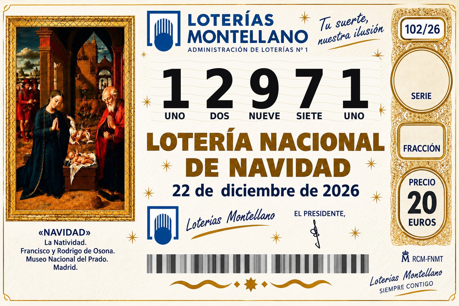 Décimo Lotería de Navidad 2026 – Nº 12971
