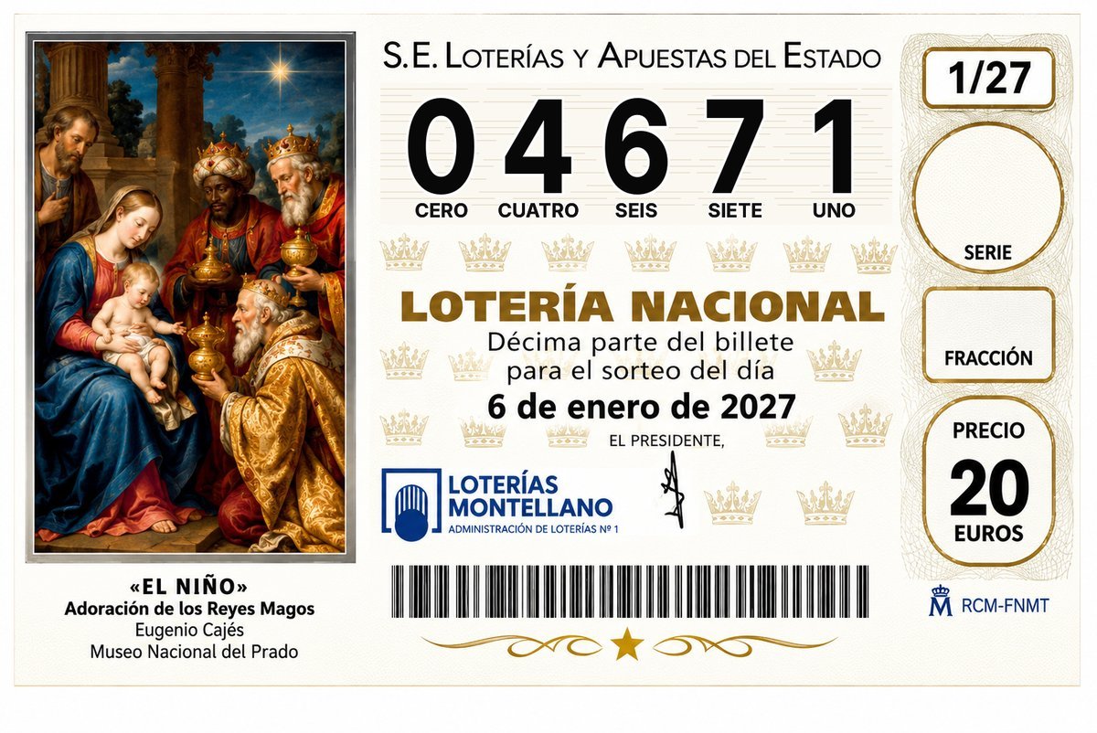 Décimo Lotería del Niño 2027 - Nº 04671
