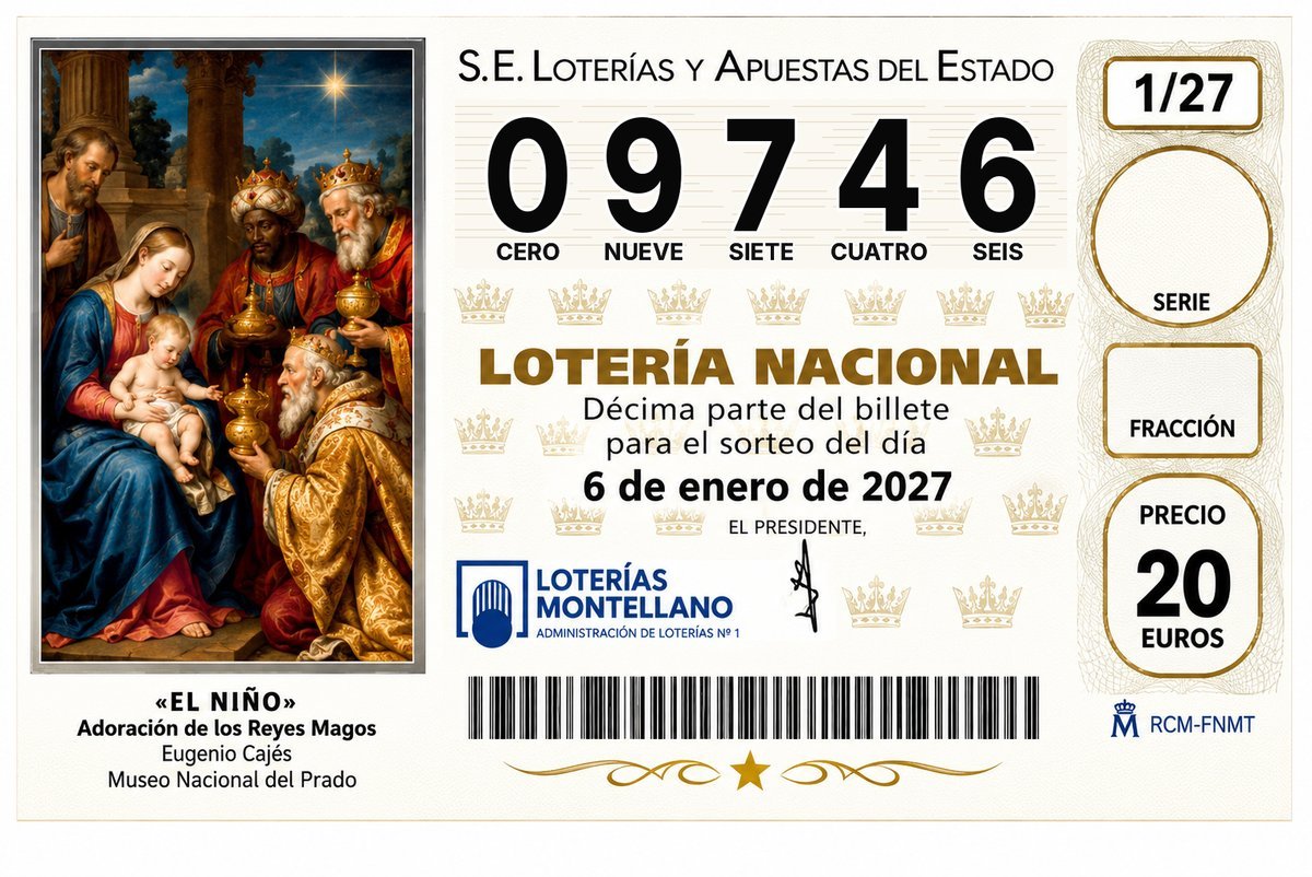 Décimo Lotería del Niño 2027 - Nº 09746