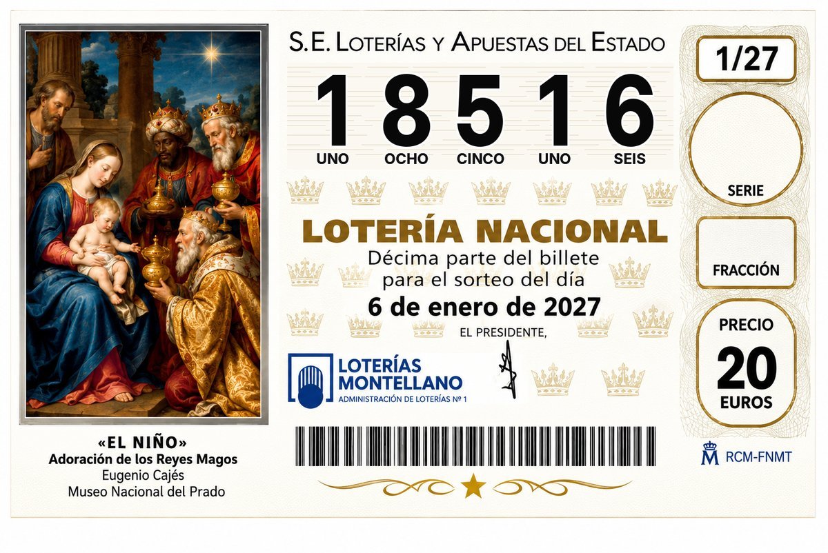 Décimo Lotería del Niño 2027 - Nº 18516