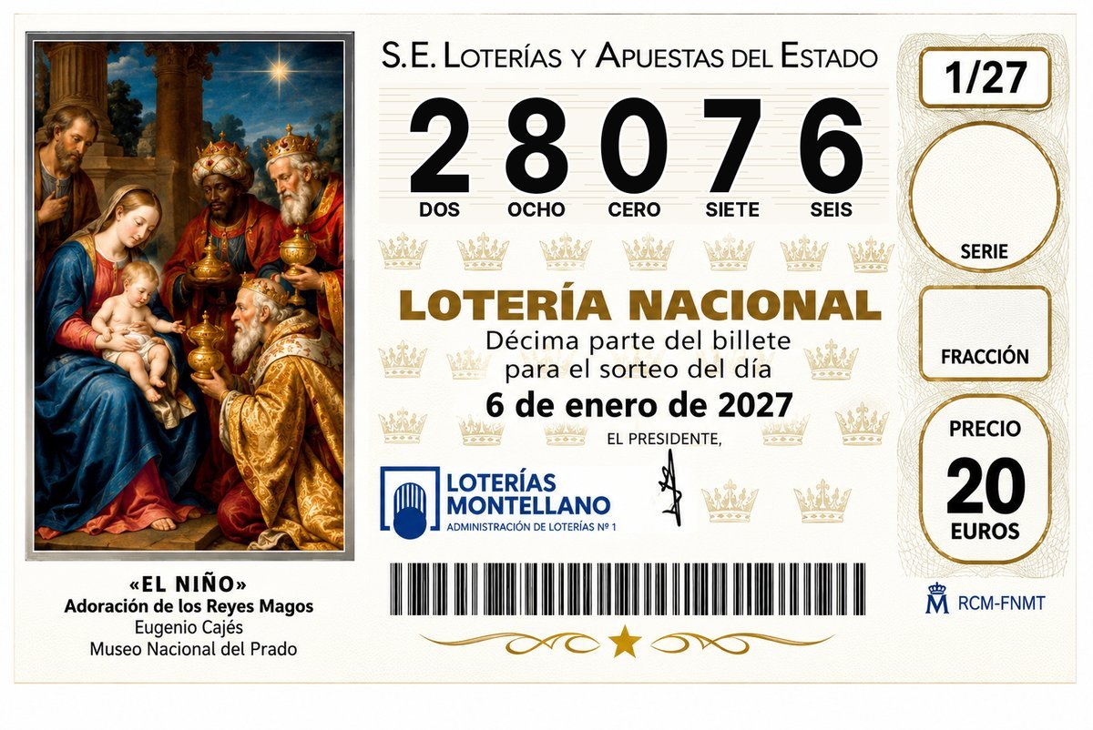 Décimo Lotería del Niño 2027 - Nº 28076
