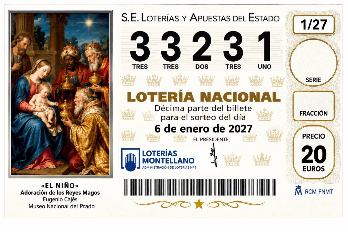 Décimo Lotería del Niño 2027 - Nº 33231