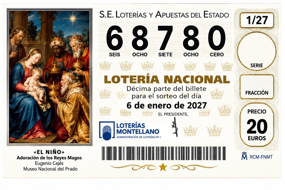 Décimo Lotería del Niño 2027 - Nº 68780