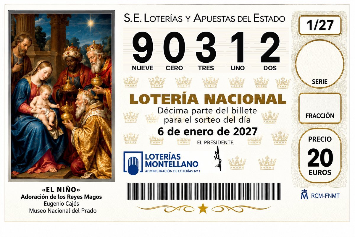 Décimo Lotería del Niño 2027 - Nº 90312