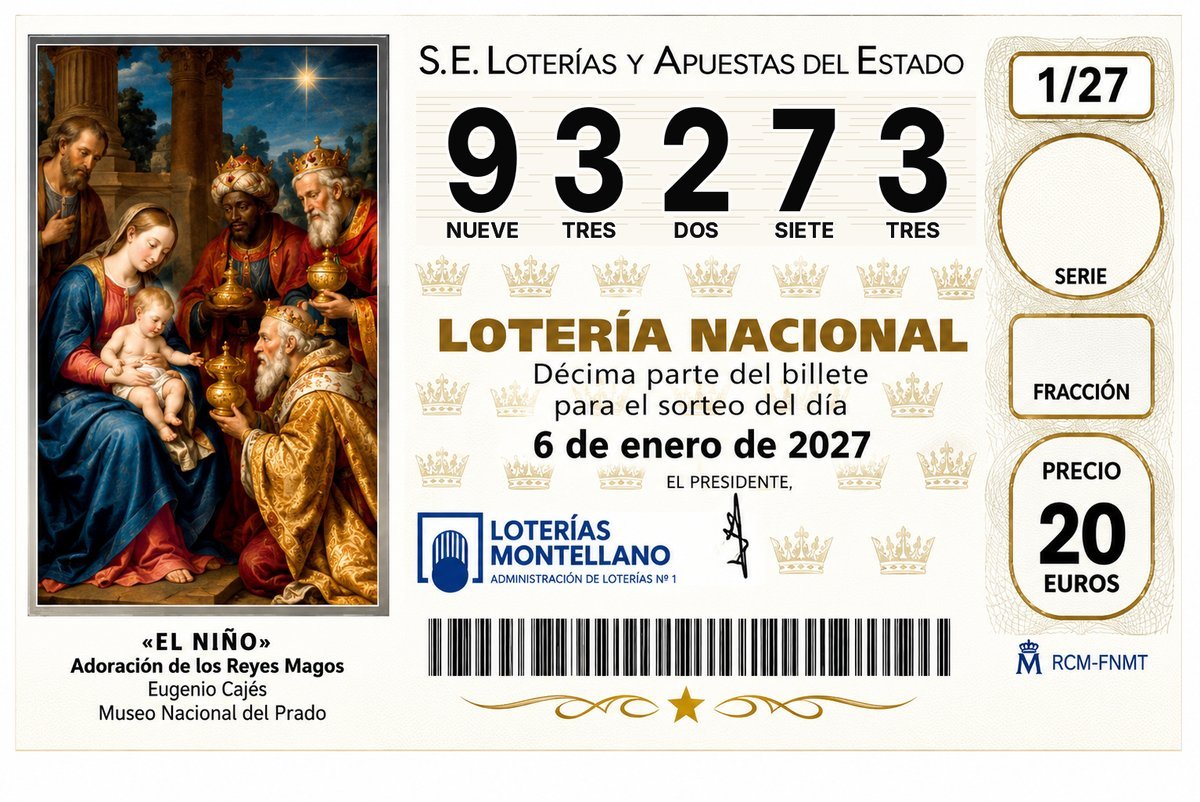 Décimo Lotería del Niño 2027 - Nº 93273