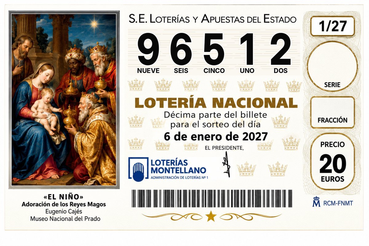Décimo Lotería del Niño 2027 - Nº 96512